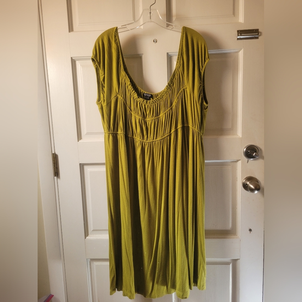 Green Cotton Knit Casual Olive Green Dress * Plus Size 2X